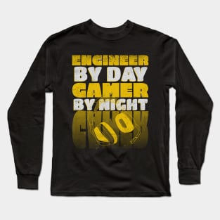 Gaming Quote Engineer by day Gamer by Night in Yellow Long Sleeve T-Shirt